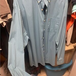 Izod Men's Blue Gingham Dress Shirt